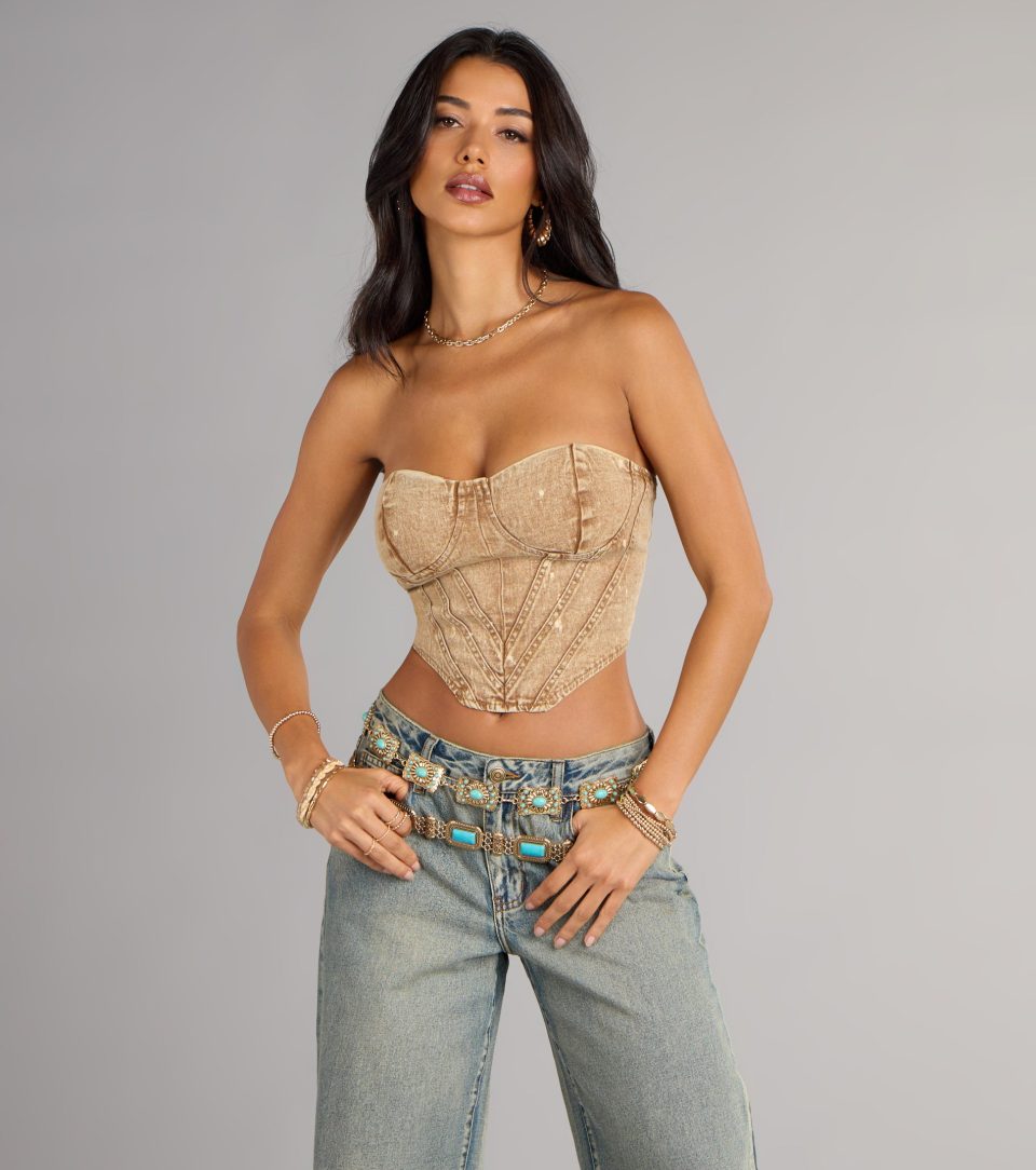 Vintage Vibes Denim Lace-Up Bustier