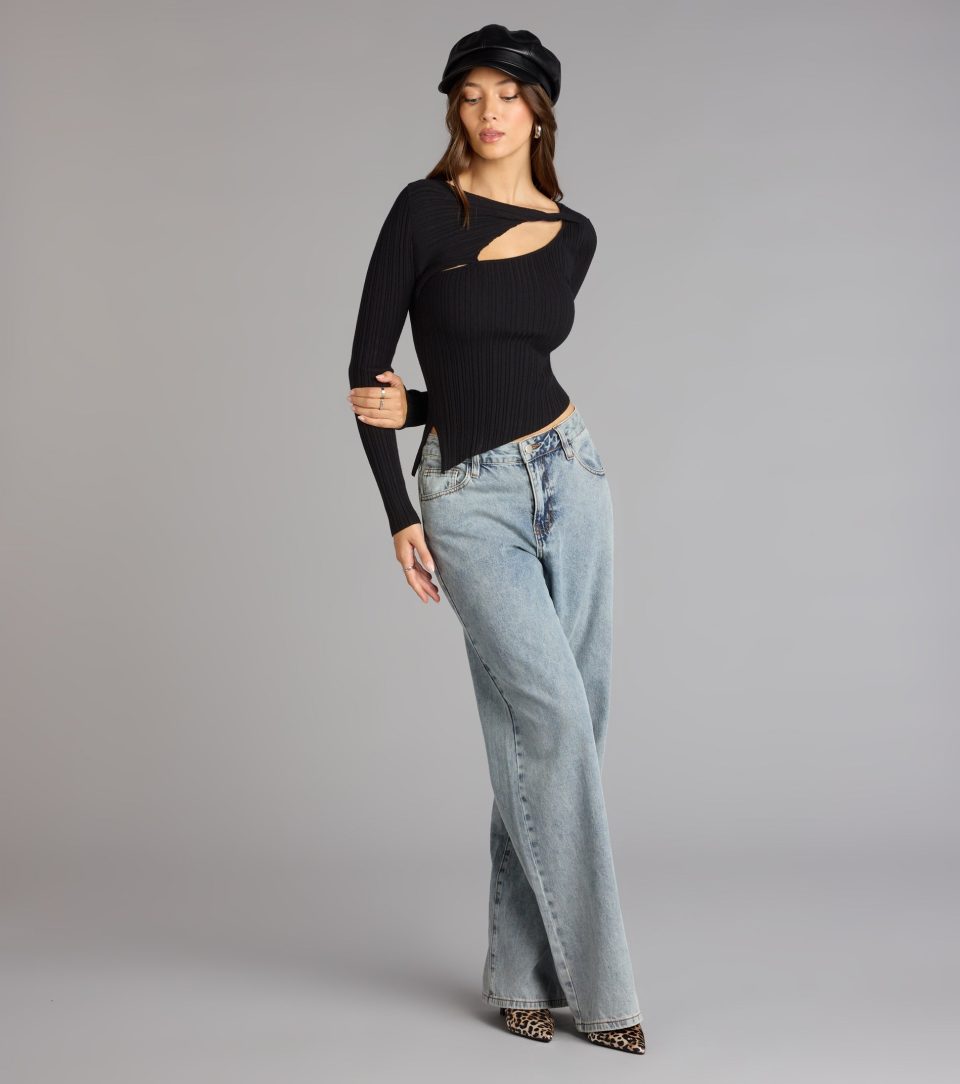 Not So Basic Long Sleeve Cutout Top