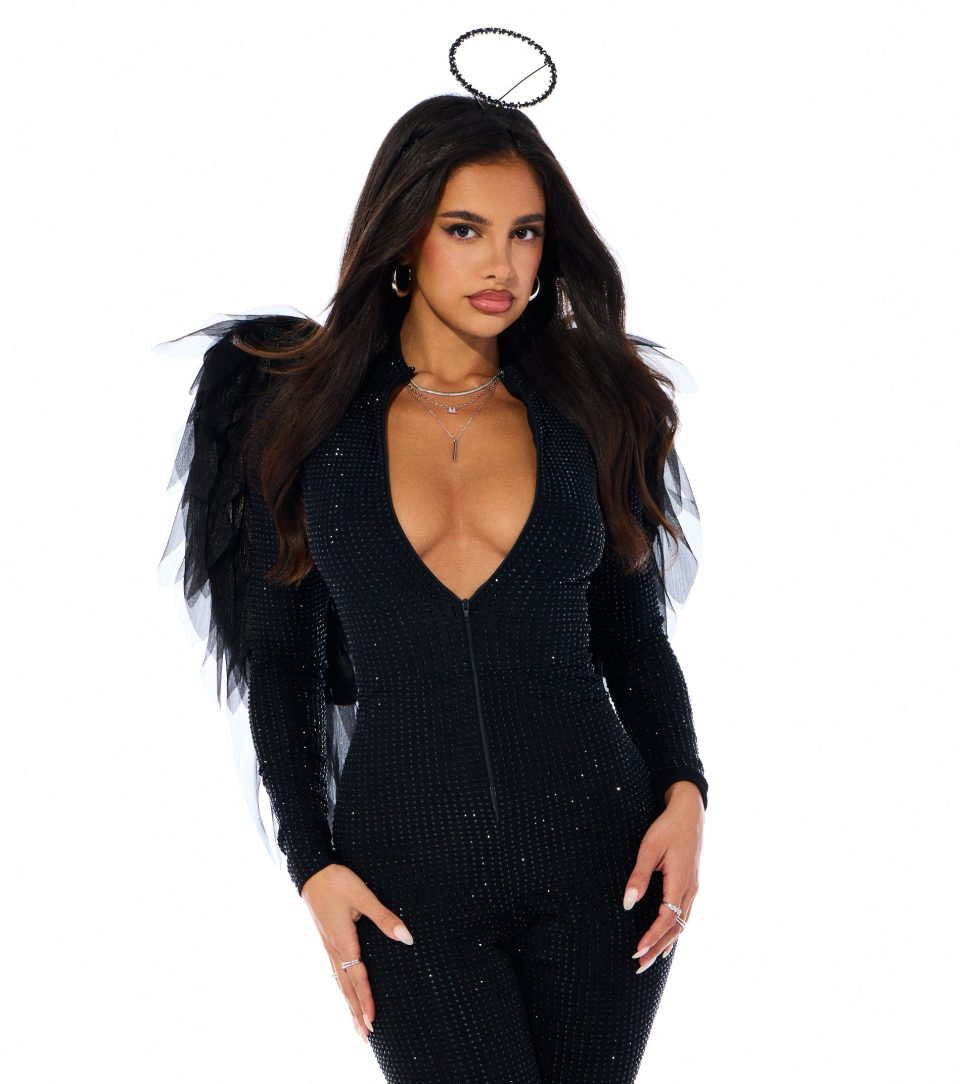 Shine On Rhinestone Zip-Up Jumpsuit