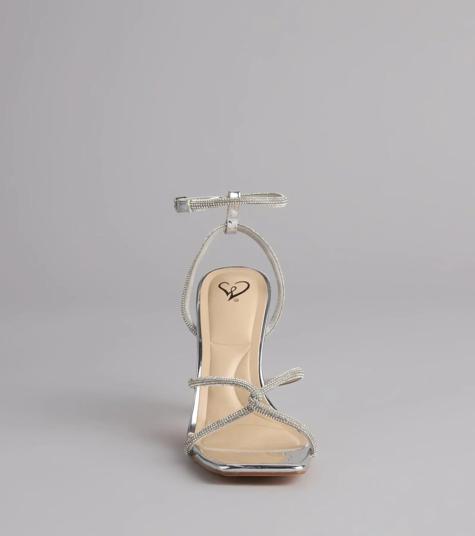 VIP Only Rhinestone Metallic Block Heels